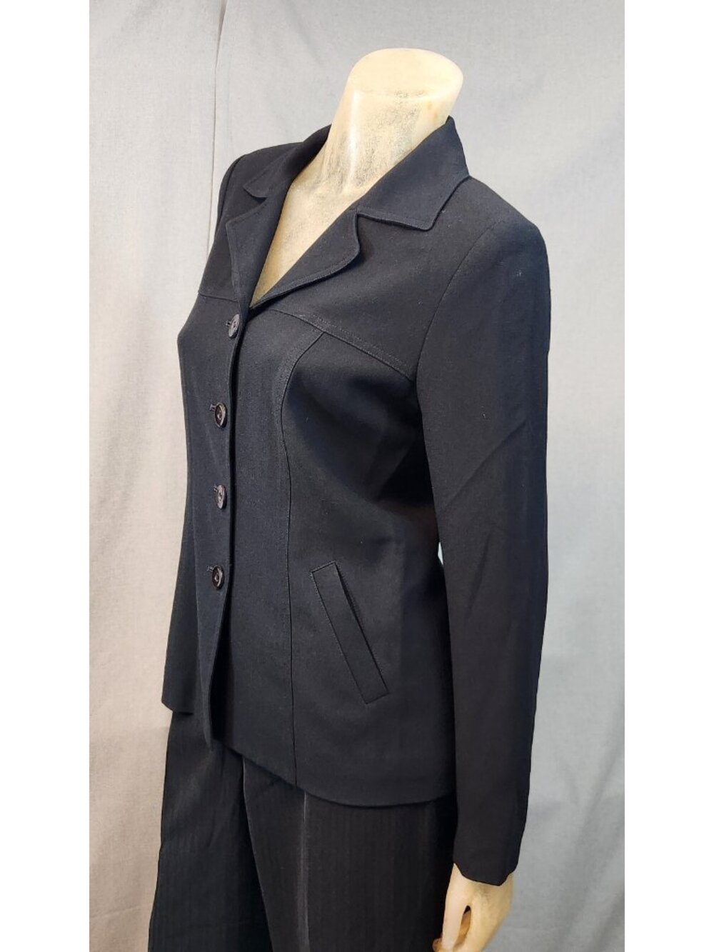 Bebe Solid Black Long Slv 4 Button Lined Blazer Jacket Top Size 6 SMALL - Picture 4 of 5